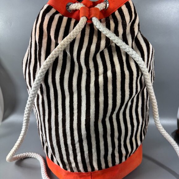 Henri Bender Terry Beach Backpack Brown Orange Stripes Waterproof Lined main image 14
